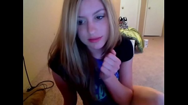 Sexy blonde teen strips and plays with her pussy for the webcam – sixxxcam.com